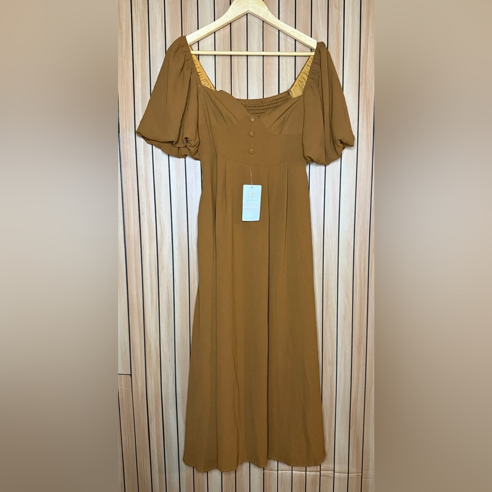 Chic Tan Midi Dress
